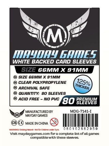 MDG7141I 80 x White Card Sleeves 63.5mm x 88mm (Mayday Premium) published by Mayday Games