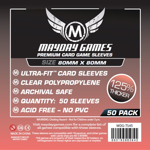 MDG7145 50 x Clear Card Sleeves 80mm x 80mm (Mayday Premium) published by Mayday Games