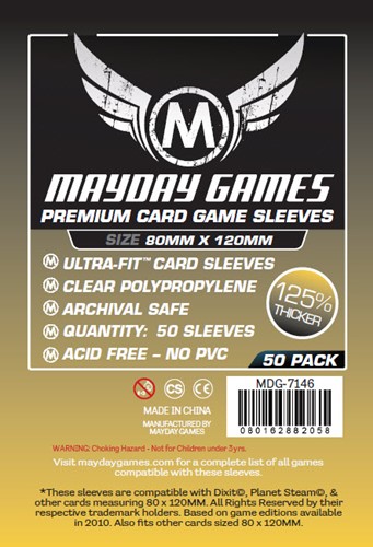 MDG7146 Mayday Magnum Ultra Fit 50 Card Sleeves 80mm x 120mm published by Mayday Games