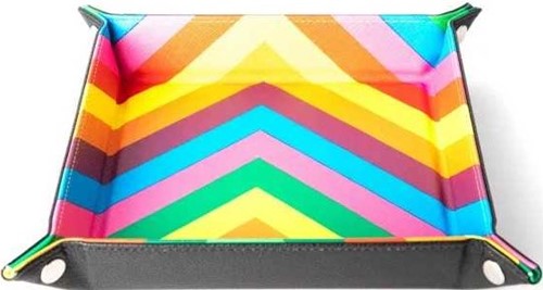 MET534 Fold Up Velvet Dice Tray: Zig Zag Rainbow published by Metallic Dice Games