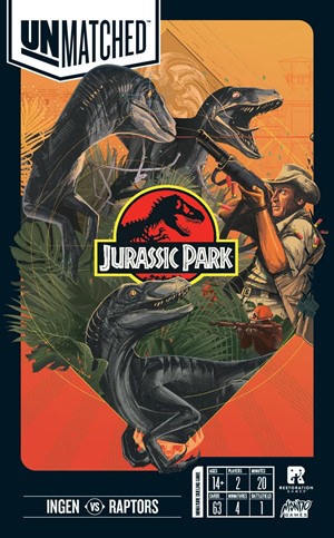 2!MNGMGUMJP001 Unmatched Battle Of Legends Board Game: Jurassic Park Ingen vs Raptor published by Mondo Games