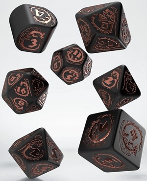 QWSRDRA3X Q-Workshop Dragons Modern Dice Set Black And Copper published by Q-Workshop