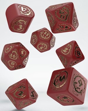 QWSRDRA4C Q-Workshop Dragons Modern Dice Set Red And Gold published by Q-Workshop