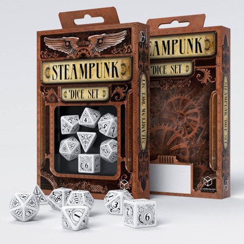 QWSSTE02QWP Q-Workshop Steampunk White And Black Dice Set published by Q-Workshop