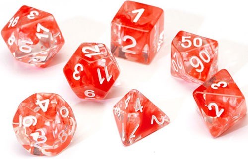 SDZ000109 Red Cloud Transparent Polyhedral Dice Set published by Sirius Dice