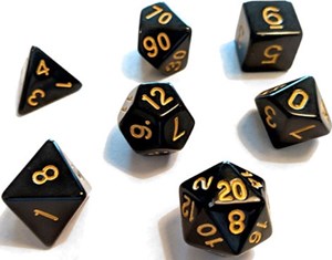 SDZ000203 Solid Black And Gold Polyhedral Dice Set published by Sirius Dice
