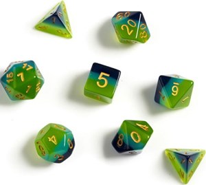SDZ000205 Green And Blue Translucent Polyhedral Dice Set published by Sirius Dice