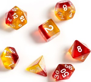 SDZ000206 Yellow And Red Translucent Polyhedral Dice Set published by Sirius Dice