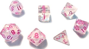 SDZ000209 White Cloud And Pink Ink Polyhedral Dice Set published by Sirius Dice
