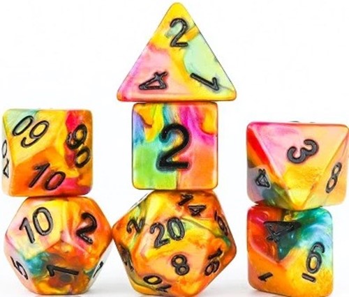 SDZ000905 Rainbow Gold Polyhedral Dice Set published by Sirius Dice