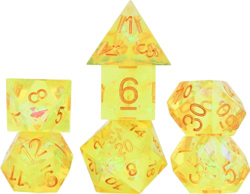 SDZ001406 Sharp Yellow Fairy Polyhedral Dice Set published by Sirius Dice