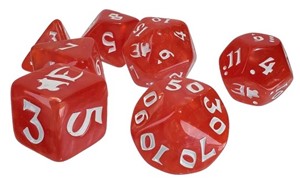 SJ5545A Munchkin Polyhedral Dice Set: Red with White published by Steve Jackson Games