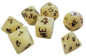 SJ5545B Munchkin Polyhedral Dice Set Tan with Brown published by Steve Jackson Games