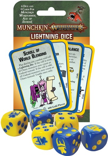 SJ5558 Munchkin Card Game: Warhammer Age Of Sigmar Lightning Dice published by Steve Jackson Games