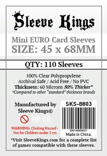 SKS8803 110 x Mini European Card Sleeves (45mm x 68mm) published by Sleeve Kings