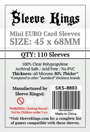 SKS8803 110 x Mini European Card Sleeves (45mm x 68mm) published by Sleeve Kings