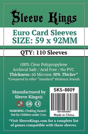 SKS8809 110 x Euro card Sleeves (59mm x 92mm) published by Sleeve Kings