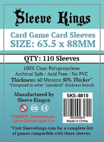 SKS8810 110 x Standard Card Sleeves (63.5mm x 88mm) published by Sleeve Kings