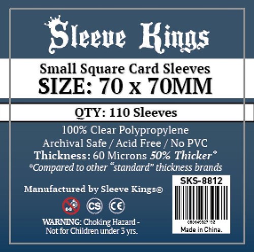 SKS8812 110 x Small Square Card Sleeves (70mm x 70mm) published by Sleeve Kings