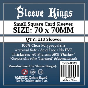 SKS8812 110 x Small Square Card Sleeves (70mm x 70mm) published by Sleeve Kings
