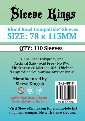 110 x Blood Bowl Card Sleeves (78mm x 113mm)