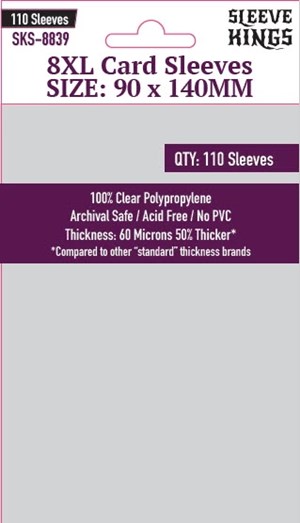 SKS8839 110 x Sleeves Kings 8XL Sleeves (90mm x 140mm) published by Sleeve Kings