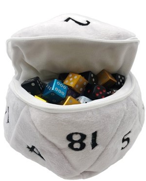 UP15756 D20 Plush Dice Bag - White published by Ultra Pro