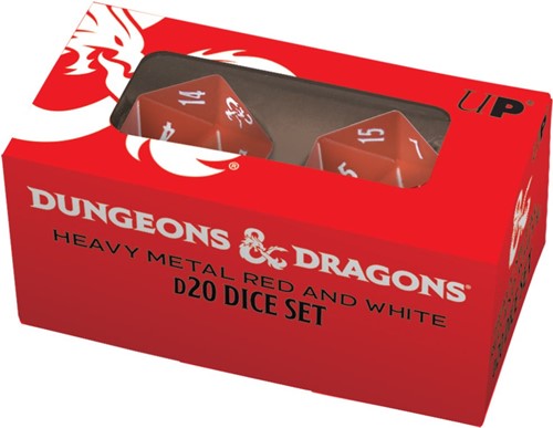 UP18396 Dungeons And Dragons RPG: Heavy Metal Red And White D20 Dice Set published by Ultra Pro