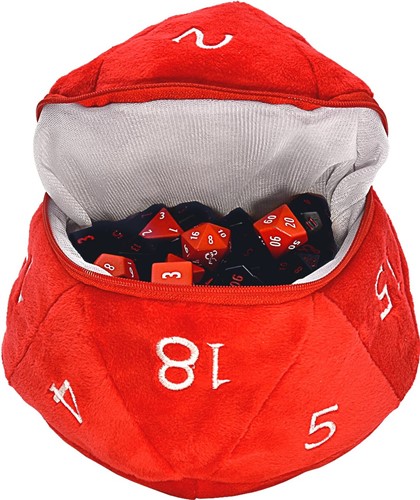 UP18398 Dungeons And Dragons RPG: Red And White D20 Plush Dice Bag published by Ultra Pro