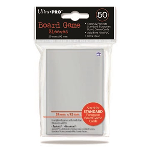 50 x Clear Standard European Card Sleeves 59mm x 92mm (Ultra Pro)