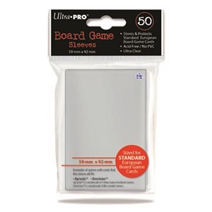 UP82602S 50 x Clear Standard European Card Sleeves 59mm x 92mm (Ultra Pro) published by Ultra Pro