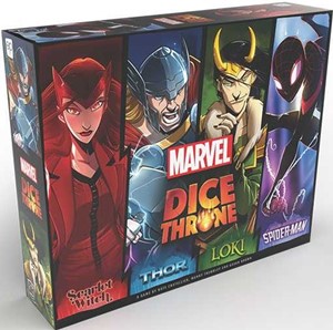 USODT011754 Marvel Dice Throne Card Game: 4-Hero Box (Scarlet Witch, Thor, Loki, Spider-Man) published by USAOpoly
