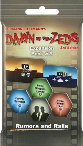 VPG12030 Dawn Of The Zeds Board Game: 3rd Edition Expansion Pack 3: Rumors And Rails published by Hitpointe Sales