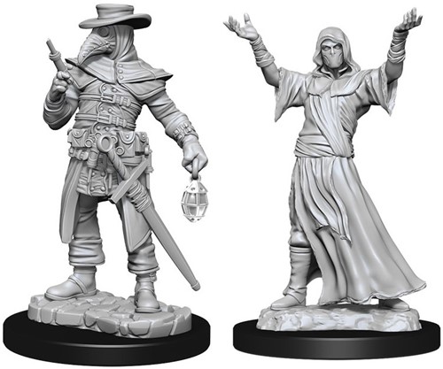 Pathfinder Deep Cuts Unpainted Miniatures: Plague Doctor And Cultist