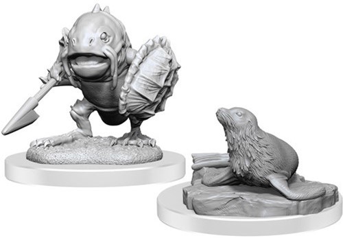 WZK90418S Dungeons And Dragons Nolzur's Marvelous Unpainted Minis: Locathah And Seal published by WizKids Games