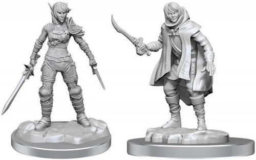 WZK90582S Dungeons And Dragons Nolzur's Marvelous Unpainted Minis: Elf Rogue And Half-Elf Rogue Protege published by WizKids Games