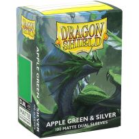 ARCT15073 100 x Apple Green And Silver Matte Dual Standard Card Sleeves 63.5mm x 88mm (Dragon Shield) published by Arcane Tinmen