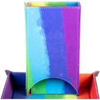 Fold Up Velvet Dice Tower: Watercolour Rainbow