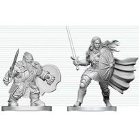 WZK90887 Dungeons And Dragons Nolzur's Marvelous Unpainted Minis: Dwarf Fighter And Orc Paladin published by WizKids Games
