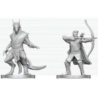 WZK90888 Dungeons And Dragons Nolzur's Marvelous Unpainted Minis: Elf Ranger And Dragonborn Monk published by WizKids Games